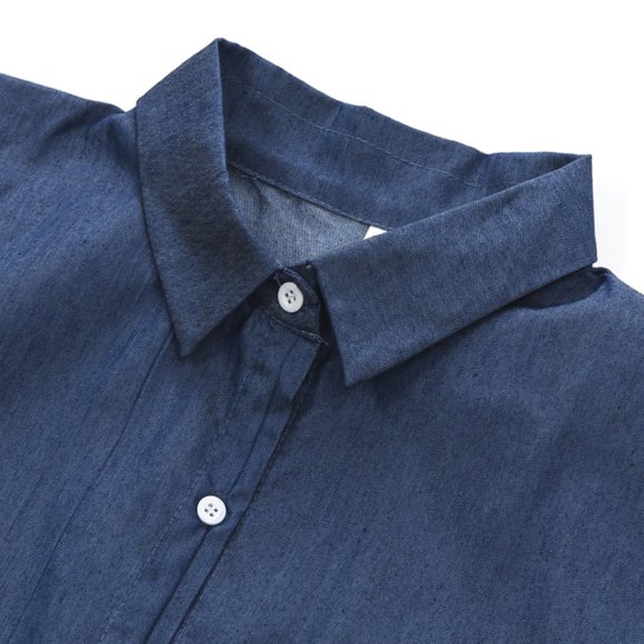 Denim Blue Mini Shirt Dress - Picture 9 of 9